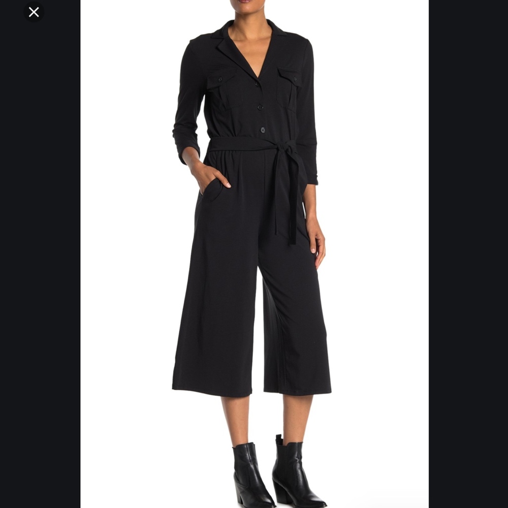 NWT $248 Joie Jachima Tie Waist Wide Leg Jumpsuit in Black - size Small!